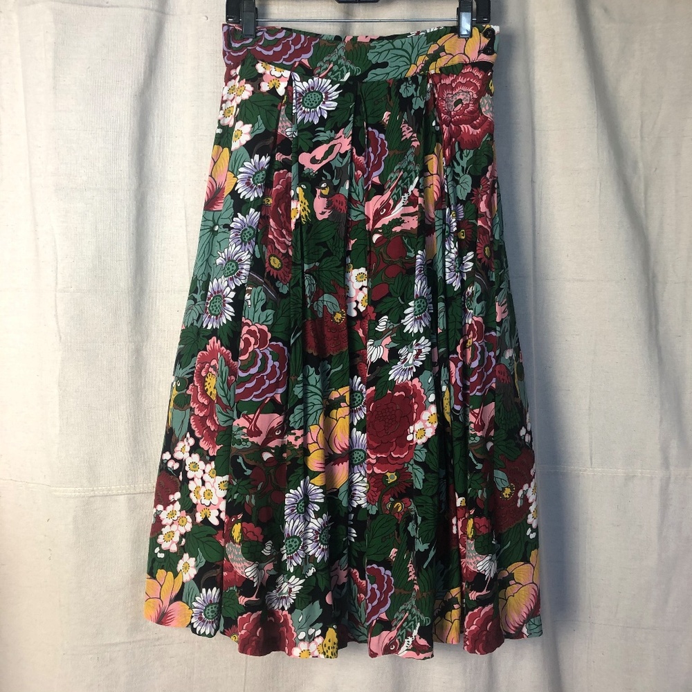 Kim's Boutique Floral Garden Print Midi Skirt
